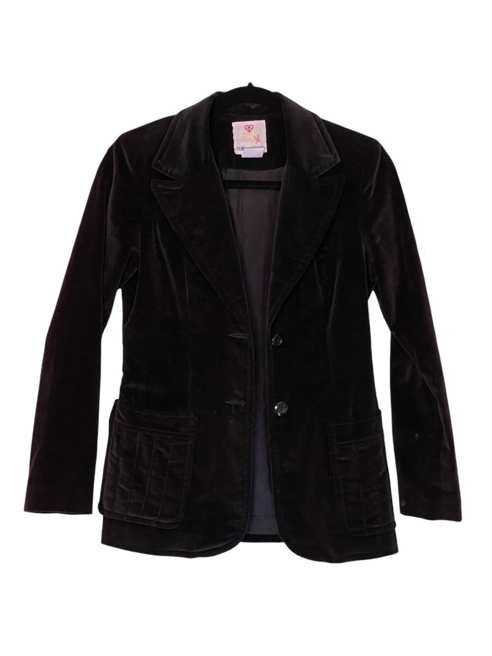 Black Velvet Women's Jacket Size 8 Vintage 1970s made by College Town